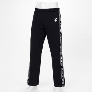 Playboy Black Track Pants Bunny Logo Side‎ Stripe Athleisure Women's Medium